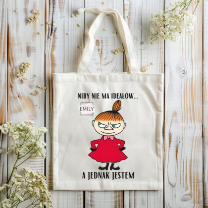torba mała mi z napisem niby nie ma ideałów, a jednak jestem