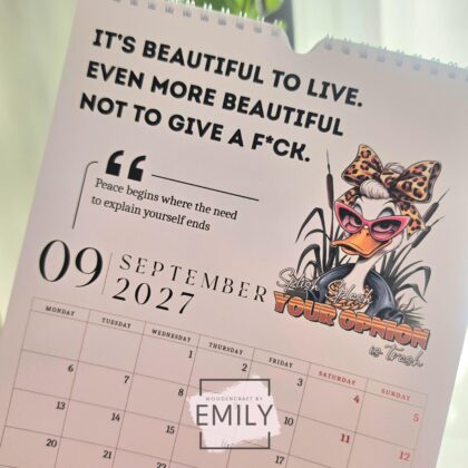 funny calendar with sarcastic text